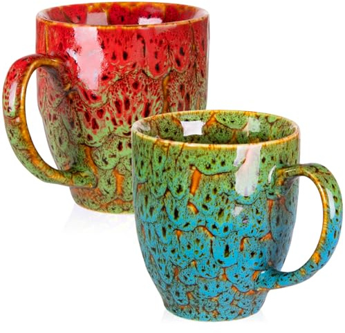 ARTKETTY Pack of 2 Durable 16 oz Coffee Cups, Large Coffee Mugs with Ergonomic Handle, Ceramic Mugs Dishwasher & Microwave Safe, Ideal Tea Mugs for Home, Office, Gifts