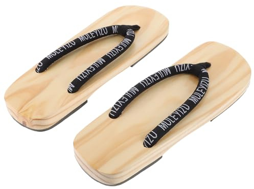 OATIPHO Sabots Traditionnels Japonais pour Hommes en Bois Naturel, Semelle Plate Résistante à L'usure et Confortable, Style Classique Usage Quotidien