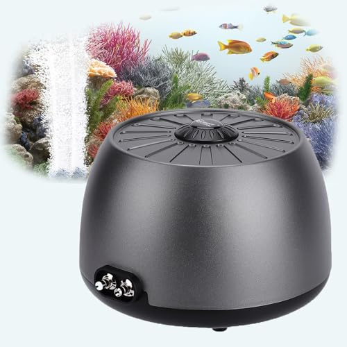 hygger Bombas de Aire para Acuarios 8W Bomba de Oxígeno Silenciosa <35 dB, Aireador Oxigenador Acuario 720 L/H Ajustable con Accesorios de Piedra Difusora para Acuari 757 L
