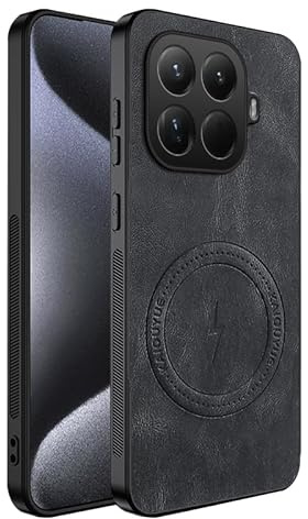 teroxa Coque pour Xiaomi Mi 15T Pro, protection d'objectif d'appareil photo, coins en TPU résistant aux chocs, coque arrière en cuir compatible avec MagSafe (noir)