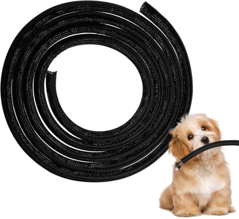Protecteur de Cordon pour Chien et Chat, 3 Mètres Manchon de Gestion des Câbles Tressé Extensible, 10mm Gaines de Câbles, Protéger Les Fils de la Mastication des Animaux Domestiques, Noir