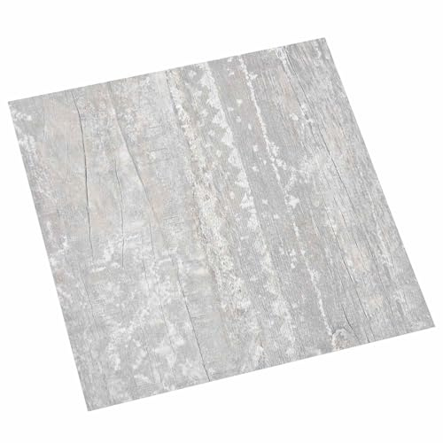 mzdioop Självhäftande golvplattor PVC grå 30,5 x 30,5 cm, 20 stycken fyrkantiga för vardagsrum, kök, badrum, hall med halkfri vinylgolvbeläggning och enkel installation