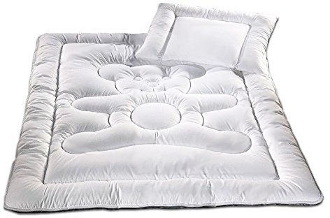 Welt-der-Träume Kinder Bärchenset | Kinderbettdecke 100x135 cm | Kopfkissen Kinder 40x60 cm | Baby Steppdeckenset | 400 g / 180 g | U-Kissen | Markenhohlfaserfüllung