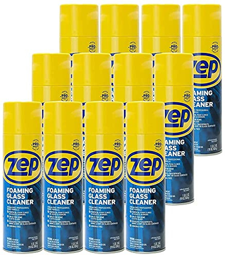 Zep Foaming Glass Cleaner - 19 oz (Case of 12) ZUFGC19 - Streak-Free Professional Grade Formula that Dissolves Dirt, Fingerprints and Grime on Glass, Mirrors, Windows and Plexiglas in Home, Business,