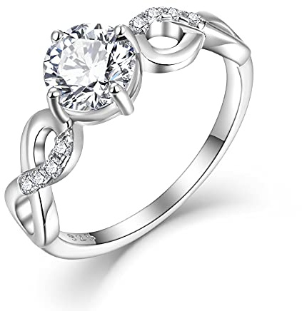 starchenie Anneaux Infini Bague de Fiançailles en Argent 925 avec Zircone Cubique Anneaux de Pierre de Naissance pour Femme