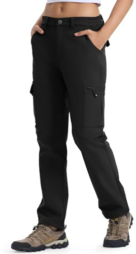 YSENTO Womens Waterproof Walking Hiking Fleece Lined Trousers Winter Thermal Outdoor SKi Camping Softshell Trousers(Black,S)