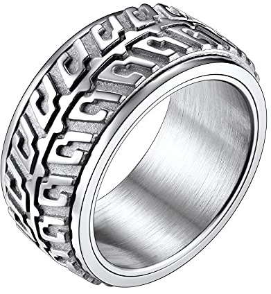 Richsteel Anillos Dar Vuelta Anti Estrés, Spinner Giratorio, Diseño Cruz/Rueda/Nudo Celta, 6 Opciones de Tallas, Joyero Incluido
