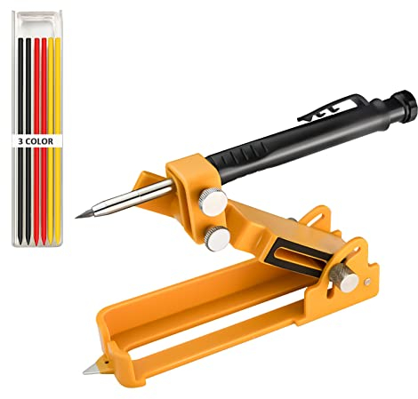 kingsea Herramienta de escritura multifunción, herramienta de escritura de aleación de aluminio con lápiz de agujero profundo, calibrador de contorno, herramientas de medición precisas (amarillo)