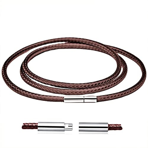 Otxas Leather Necklace Cord, 18inch-24inch Waterproof Rope Necklace for Men Women, 316L Stainless Steel Clasp, 2,3mm Width Leather Necklaces (18 inch, brown 3mm diameter)