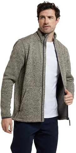 Mountain Warehouse Idris II Mens Full Zip Fleece - Breathable Anti-pill Jacket, Lightweight, Stand Up Neckline - Best for Spring Summer, Travelling & Outdoors Beige M