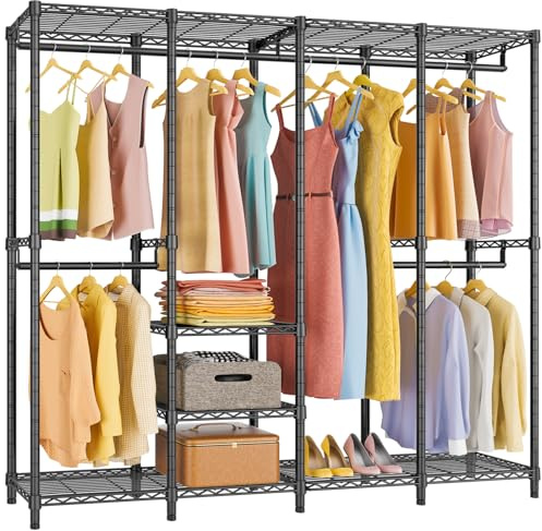 VIPEK V40 Medium Garment Rack Heavy Duty Clothes Rack for Hanging Clothes, Multi-Functional Bedroom Clothing Racks Freestanding Closet Portable Closet Wardrobe, Max Load 900lbs, Black