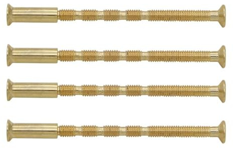VINLIN 4 piece Gold Colour M4 Door Handle Through Fixing Bolt Connecting Screws and Sleeve for UPVC Windsor Door Handle Sets Knob Escutcheon Others Brass Color