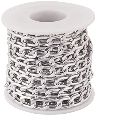 FASHEWELRY - Catena a maglia barbazzale in alluminio, lunghezza 5 m, lunghezza 13 x 8 mm, catena cubana intrecciata, per fai da te e da donna, uomo (CHA-TA0001-12-BY-EU)