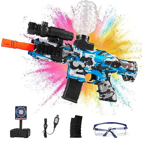 Dhapy Gel Blaster, Electric M416 Gel Blaster with 30000 Rounds, Scope and Goggles, Outdoor Shooting Team Game Toy Gift for Teens Adults Ages 12+