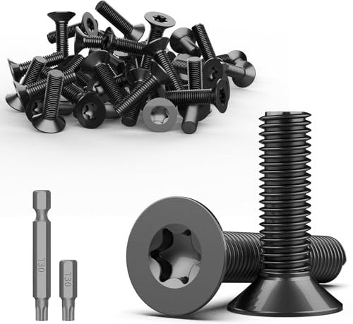 TXXATX 30 Stück Senkkopfschrauben M6 Edelstahl A2 V2A Torx Schrauben 20 mm Flachkopf Selbstschneidende Maschinenschrauben Vollgewinde Möbelschrauben Mit T30 Bit