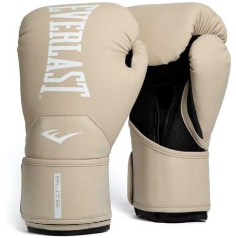 Guantes de Boxeo Everlast Elite 2 16oz, Champagne, para Saco, Manoplas y Sparring, Cierre de Velcro, Barra Ergonómica, Espuma Dividida - Equipo Auténtico