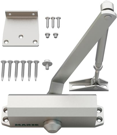 MARIE Türschließer Automatischer - Residential & Kommerziell Haustür - Obentürschließer Hydraulischer für Innentür & Außentür 25-65 kg - EN1634/EN1154 Silber