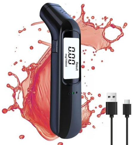 Etilometro Portatile Certificato,Etilometro Professionale con Alcol Test con LED ad Alta Definizione e Chip ad Alta Sensibilità, Precisione di Grado, Alcool Test Portatile per Uso Domestico e Feste