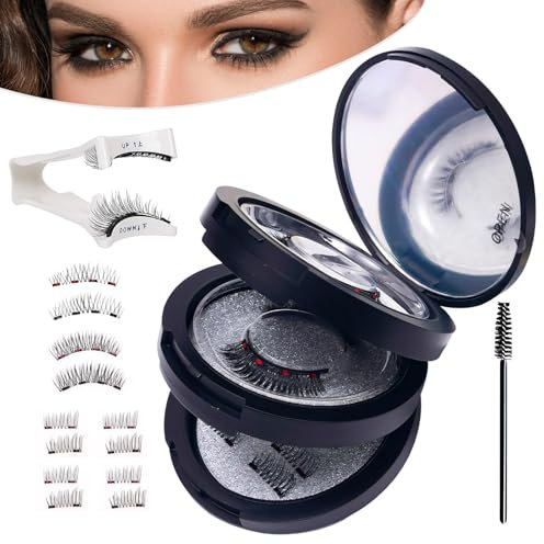 LgowithU Magnetische Wimpern, Natürlicher Look Wimpern Magnetisch, Wiederverwendbar Magnet Wimpern mit Applikator, kein Kleber, ohne Eyeliner für Make-up, Party, Date, Geschenk