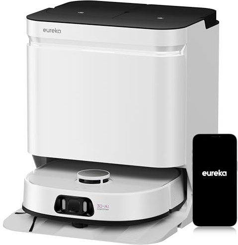 Eureka J15 Ultra Robot Aspirador,19,000Pa, con Mopa,75℃ de Agua Caliente, Cepillo Lateral Extensible, Mapeo Impulsado por Inteligencia Artificial,robot aspirador y fregasuelos autovaciado