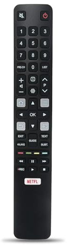 Télécommande TCL de Remplacement RC802N Télécommande Universelle TCL TV Compatible avec Tous Les téléviseurs TCL Smart TV, avec Bouton de Raccourci Netflix 32ES560 40ES560 U50P6146 U55C7006 U65X9026
