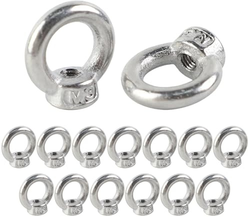 FYting 15 stycken ringmutter M3, ringskruv M3, ringöljetter, ögsmuttrar, rostfritt stål, ögonmuttrar, ringskruvar för att lyfta tillbehör, hängande blomkrukor, svänghyllor, dekoration (silver) | Ögonmor, ringskruvar för att lyfta tillbehör, hängande blomkrukor, svänghyllor, dekoration (silver)