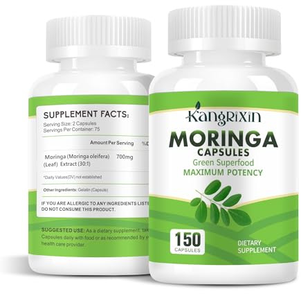 Moringa Capsules 150 Count | 30:1 Extract 700mg | Pure Moringa Oleifera Powder Pills Non-GMO | Sustained Energy, Immune, Skin, Hair & Gut Health | Vegan Gluten-Free Daily Wellness Supplement