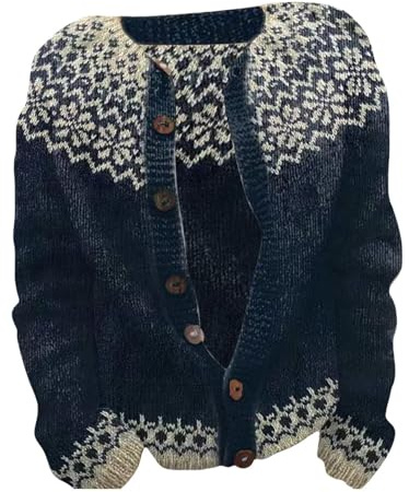 Women's Cardigan with Traditional Norwegian Pattern - Buttoned Cardigan in Rustic Skandi Style | Winter Fair Isle Cardigan for Cosy Days