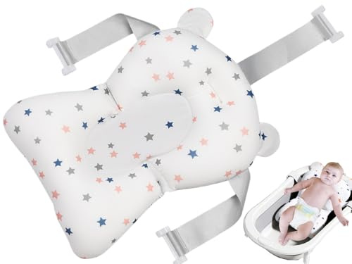 Cojín Bañera Bebé,Cojin Bañera Bebe Plegable,Bañera para Bebé,Alfombrilla de Baño para Bebé,Cojín de Aire Antideslizante,Reductor Asiento Hamaca Recién,Almohadilla Malla Soporte Cojín Ducha Bebe