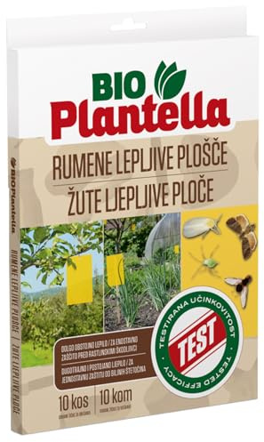 Unichem Bio PLANTELLA 20 stycken stora limringar gula klistermärken 20 x 26 cm gula tavlor klibbiga insektsfällor för att skydda träden från skadedjur som sorgsmyggor, självhäftande plattor