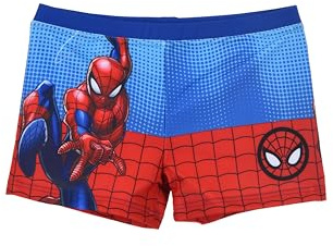 Costume da Bagno Spiderman Boxer per Bambini e Ragazzi, Blu e Rosso, con Stampa Supereroe (IT, età, 8 Anni, Regular, Blu)