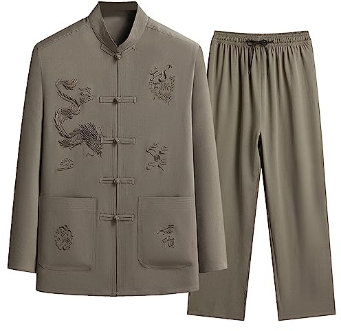 RUMAOZIA Ensemble de costumes Kung Fu pour homme - Tang chinois - Hanfu - Arts martiaux - Vêtements chemise - Hauts - Pantalon - Wing Chun Taichi - Uniforme chinois - Costume traditionnel d'arts