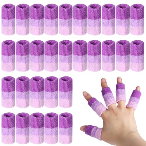 30PCS Elastic Knitting Finger Protector, Compression Crochet Finger Sleeves, Crochet Finger Guard, Breathable Protectors Thumb Splint Brace for Writing, Arthritis Pain Relief, Basketball Sport