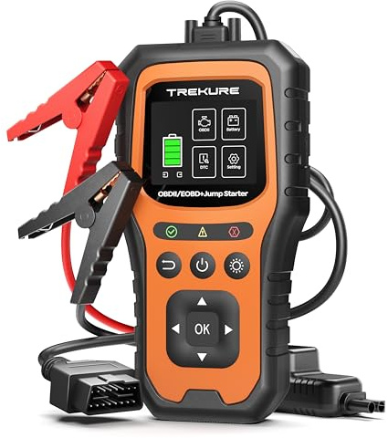 TREKURE Booster Avviamento Auto con OBD2 Diagnostica, 7000A Avviatore Di Emergenza (Tutti Gas o 10L Diesel), Portatile 12V Avviatore Batteria Auto con LED, OBDII, Tester Batteria, Power Bank
