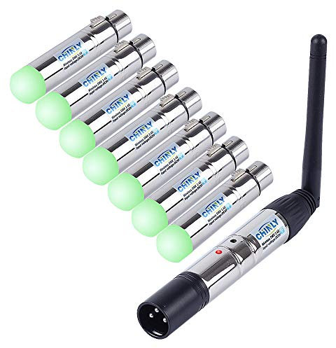 DMX Wireless, CHINLY 8pcs 2.4G DMX 512 1 Male Transmitter & 7 Female Receivers Short version for Stage PAR Party Light