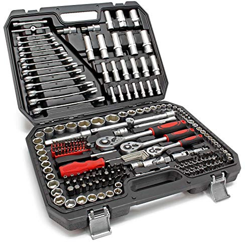 Coffret Clé à cliquet Jeu de 215 pcs. Kit Clé de serrage Douille Embouts Acier Carbonne Accessoire