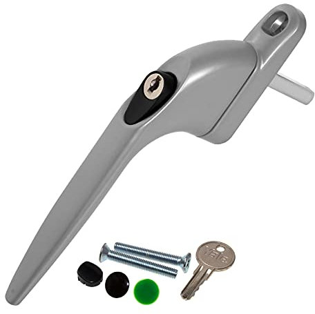 Silver Yale UPVC Window Handle Inline Double Glazing Universal Key Locking Espag - 40mm Spindle