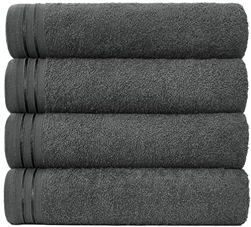 GC GAVENO CAVAILIA Large Towels Bath Sheet - Highly Absorbent Egyptian Cotton Towel Set - 4 Pack Extra Soft Large Bath Towel Charcoal-Quick Dry Bath Sheets - 450 GSM Washable Towels, 75X135 Cm