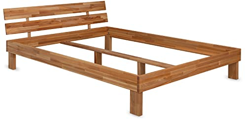 Staboos massives Buchen Holzbett Jule - Bettgestell in unterschiedlichen Größen - Einzelbett oder Doppelbett - Geölte Betten - Massiv Holz Bett - 90x200 cm
