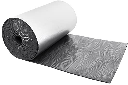Isolant Thermique auto-adhésif 1x10M, Tapis d'isolation acoustique Anti Chaleur en caoutchouc et en Aluminium Parfait pour Voiture, Porte, Mur(5mm Épaisseur) ﻿