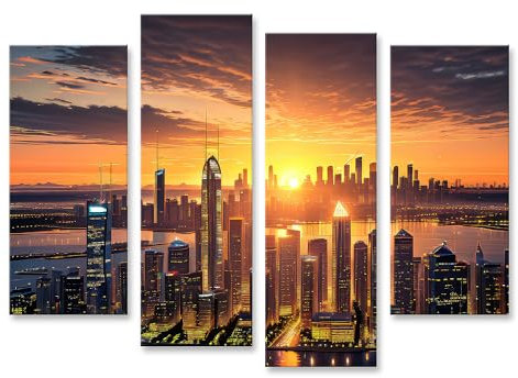 islandburner Quadro su Tela Città Skyline Aria Riscaldamento Immagini Murale Poster