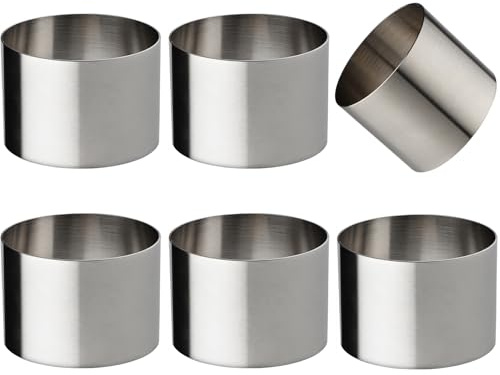 Cake Rings 6 Packs Stainless Steel Nonstick Tart Ring Round Ring Molds Mousse Dessert Rings Tart Molds for Baking (6 x 7.5cm)