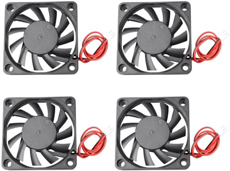 Jopto Borstlös tyst minifläkt, 60 x 60 x 10 mm 6010 DC 24 V fläkt med 2-polig terminal, kompatibel med 3D-skrivare, PC, CPU, datorhus för hemmafixare, med 30 cm lång kabel, 4 stycken