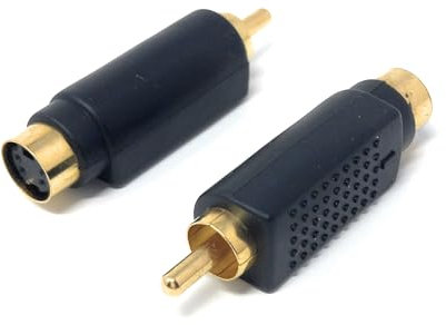 DRUT 1 adaptateur vidéo S-Video/VHS Socket vers RCA phono mâle, 1 pièce.