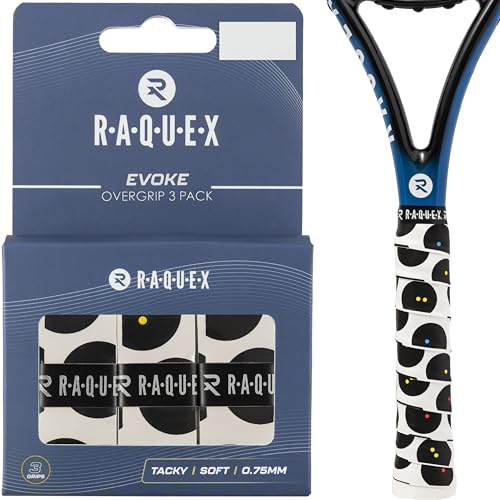 Raquex Evoke Overgrip - Over Grip para Raquetas de Padel, Tenis, bádminton y Squash. Paquete de 3 Grips (Squash)