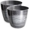 PECZEKO Blumentopf glänzender, Pflanzkübel aus Übertopf Kunststoff Dekorativer Topf für, groß und klein Pflanzen, 2er-Set blumenkübel, blumenkübel kräutertopf, (2 Pack) Grau, ø 14 cm