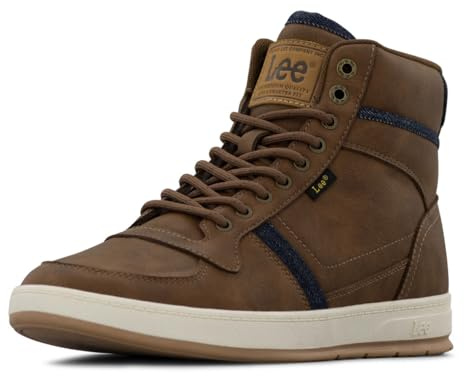 Lee | Dayton Sneaker for Men | Men's High Top Sneaker | Everyday Men Footwear, British Tan/Navy Denim, 11