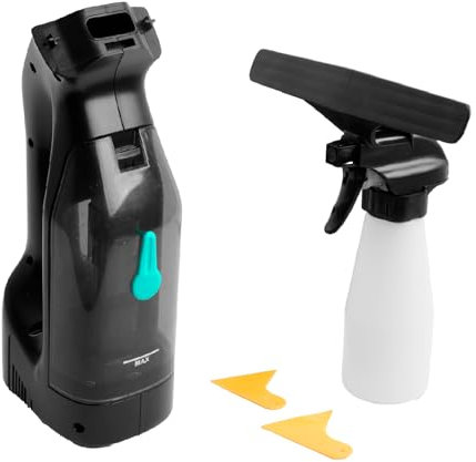 BLUEMARS Window Vacuum Cleaner Cordless, 35min Run Time, 2 Suction Nozzles (280mm & 170mm), Microfiber Cloth Spray Bottle, Type-C,Window Cleaner Tool Kit for Windows, Mirrors, Showers