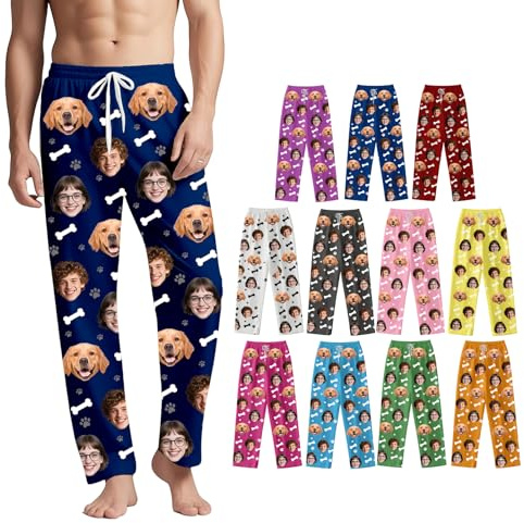 ALBK Personalised Pyjamas Pants with Photos - Custom Pyjamas for Men Women Pet Lovers with Dogs, Personalised Gifts for Christmas Birthday Anniversary, PJ Pants