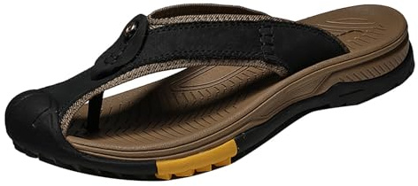 YIzdegg Sandali da donna in pelle, con suola morbida, traspiranti, ultra cuscini, per riabilitazione, comodi, estivi, antiscivolo, per attività all'aperto, Nero , 40